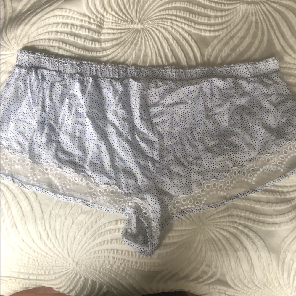 EUC Victoria’s Secret shorts. Light blue and white with sheer details